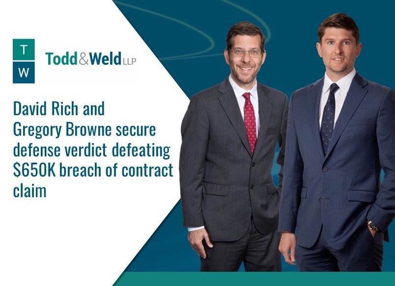 David Rich, Gregory Browne secure defense verdict defeating $650K breach of contract claim